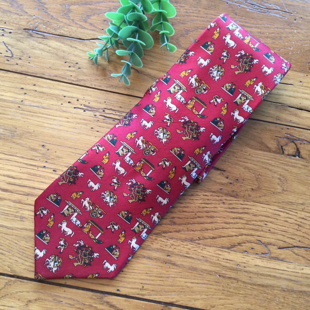 Vintage Red Men's Silk Neck Tie Lanbo